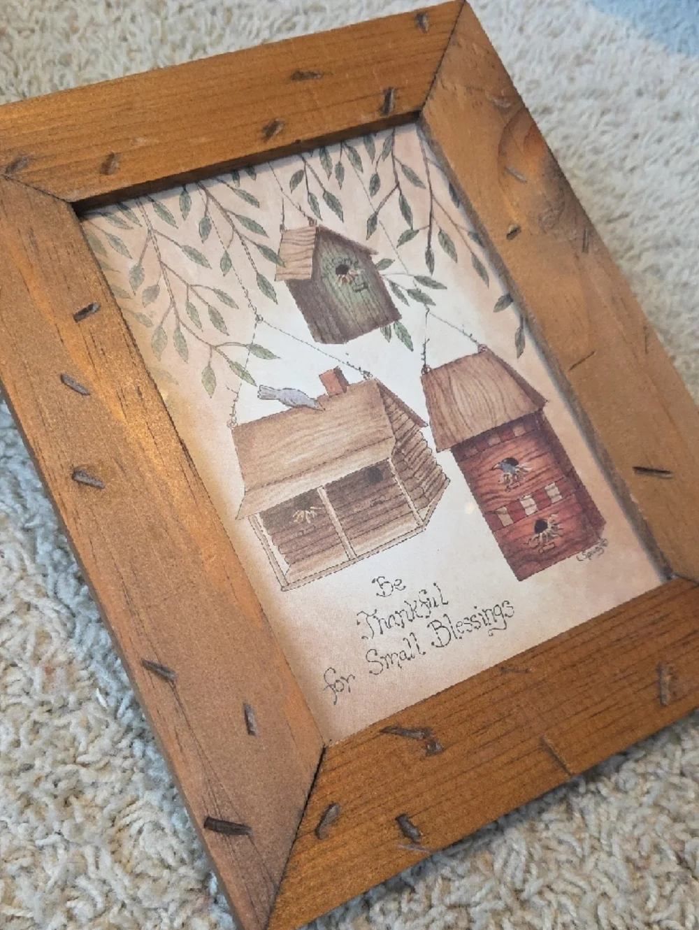 Linda Spivey Rustic Brown Wooden Picture Frame with Birdhouse Art